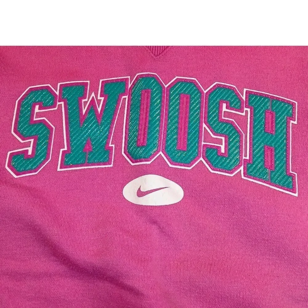 Nike Girls Pink Swoosh Pullover Sweatshirt w/Raised Logo -  Size 6X